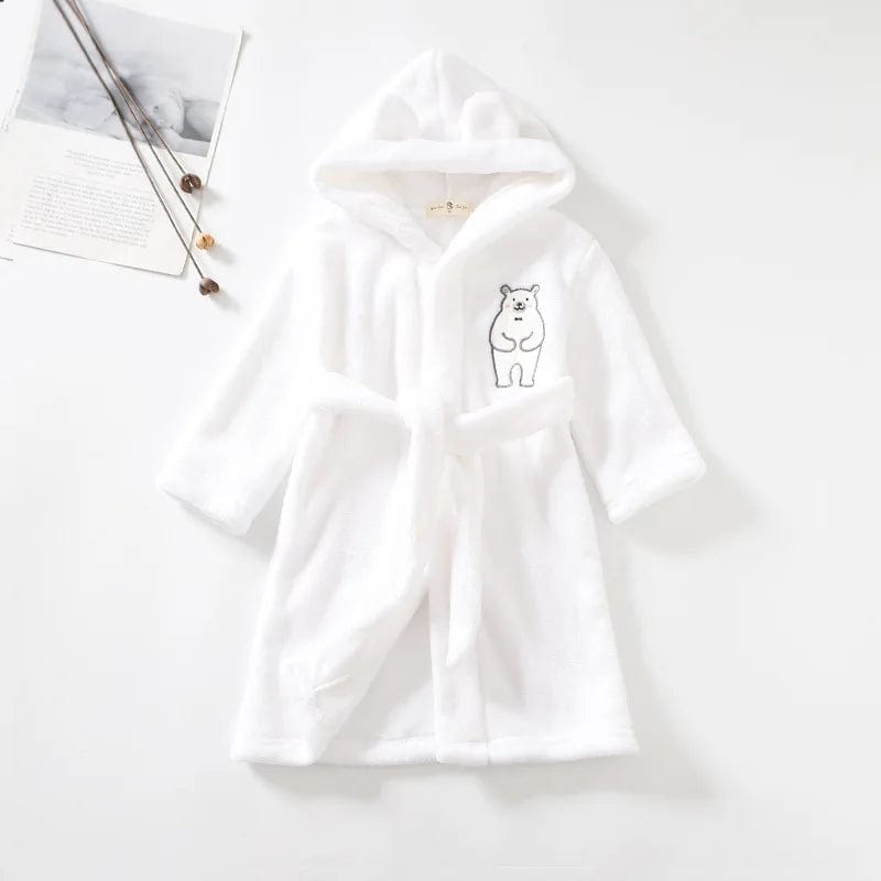 Peignoir Enfant en Polaire Bear Blanc / 12 mois