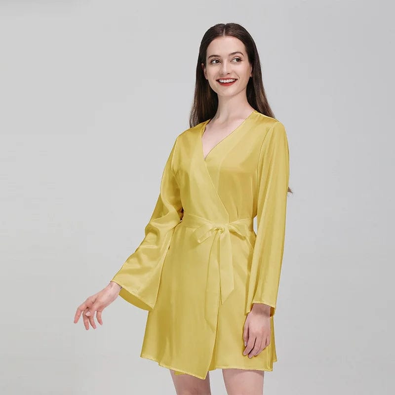 Peignoir femme en soie Jaune Jaune / S