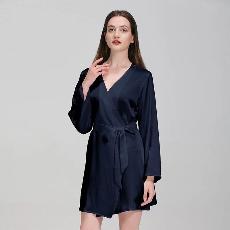 Peignoir Femme en Soie Navy  navy / S