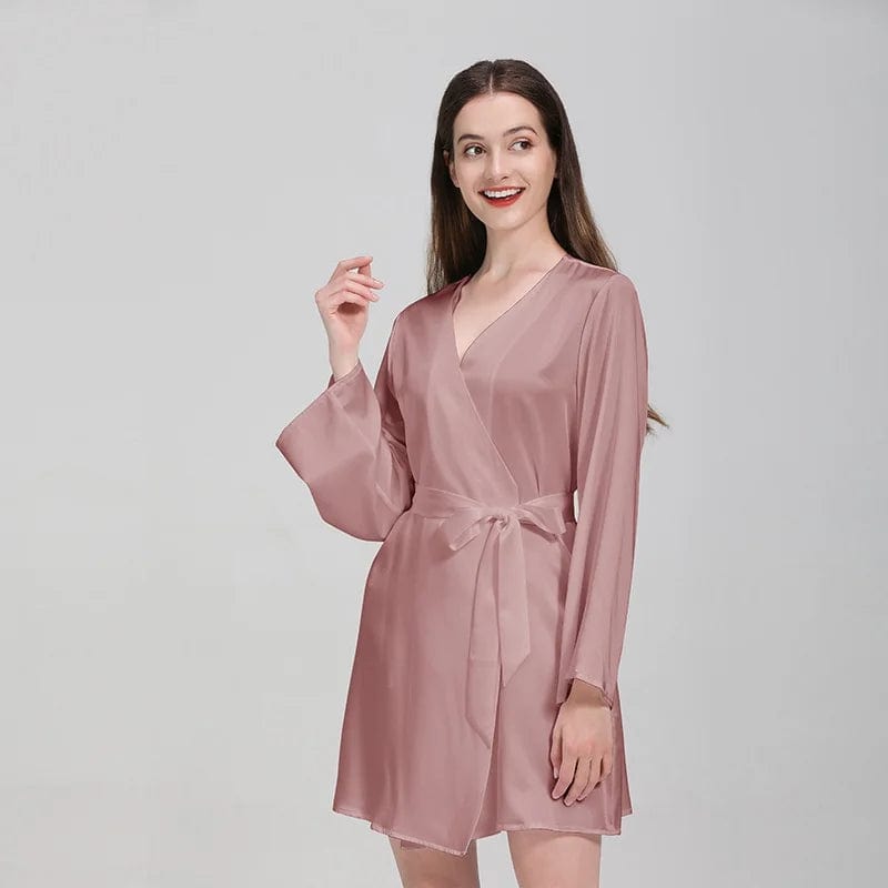 Peignoir Femme en Soie Rose