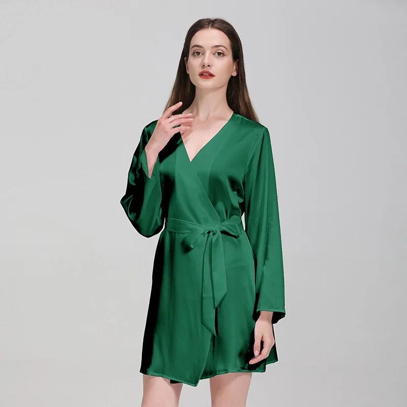  Peignoir Femme en Soie Vert Vert / S