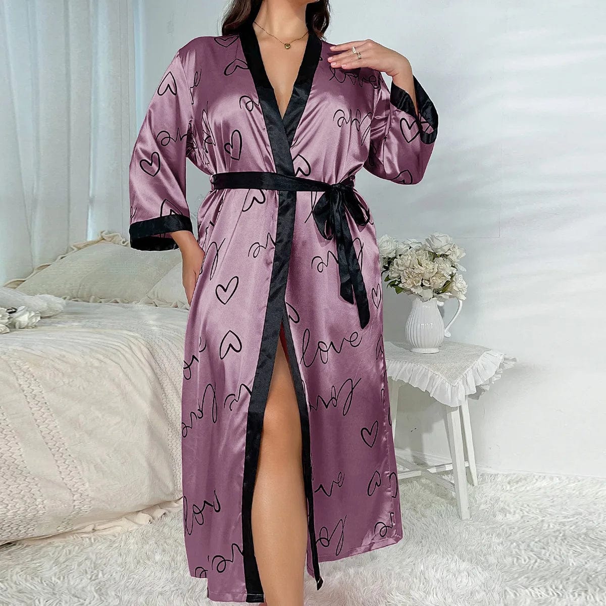 Peignoir Femme Grande Taille <br> "Eira" Purple Love / 5XL