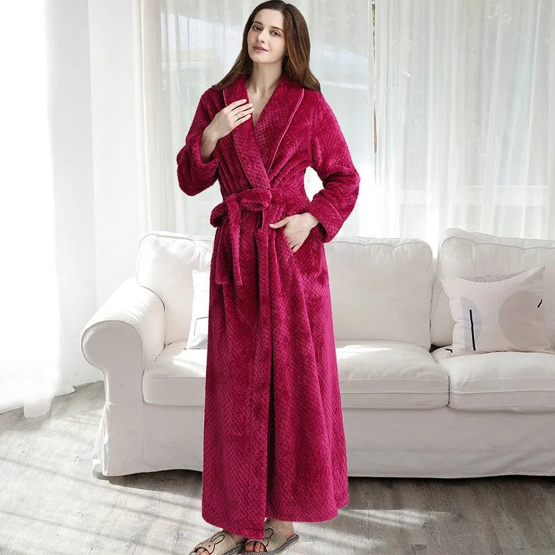 Peignoir Femme Long Original Rose/Rouge / M