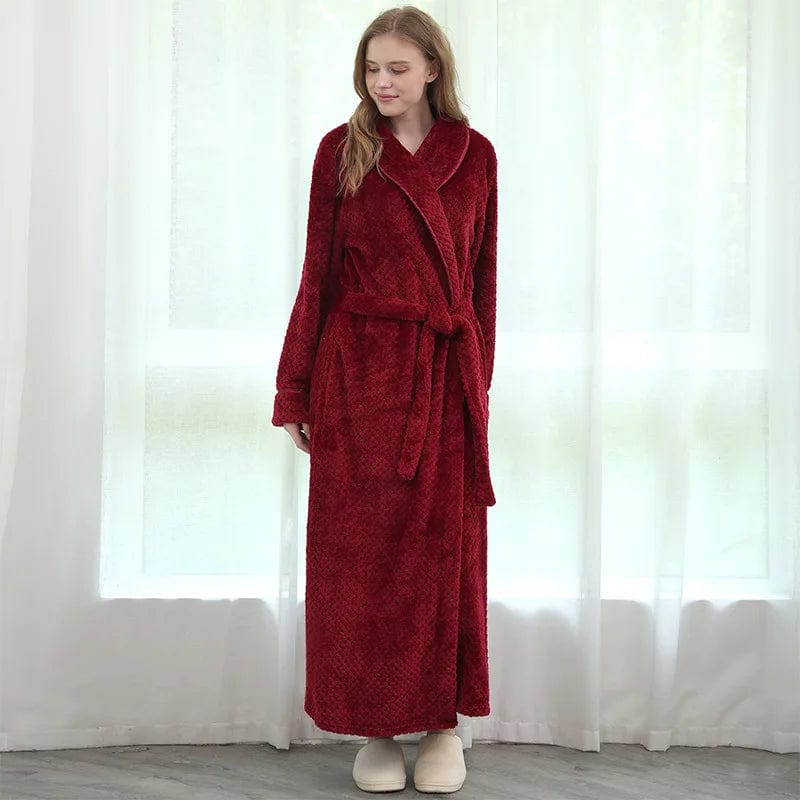 Peignoir Femme Long Original Rouge Burgundy / M