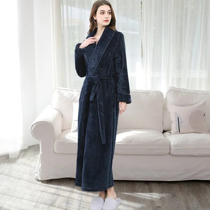 Peignoir Femme Long Original Bleu Navy / M