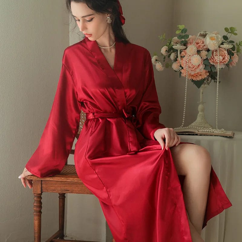 Peignoir Femme satin Elegance Rouge / M