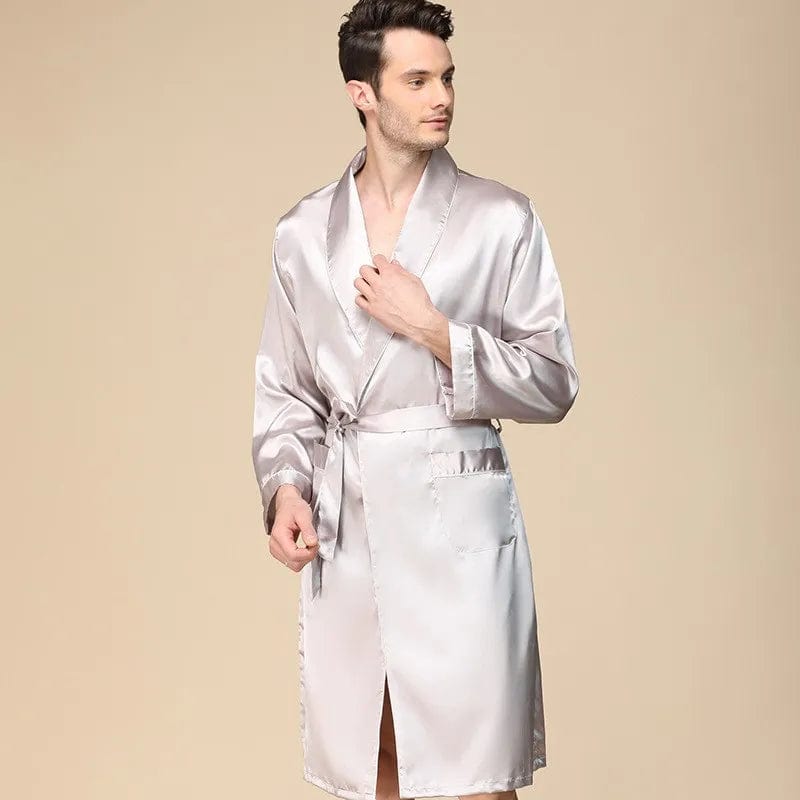 Peignoir Homme en Satin Majestic Silver