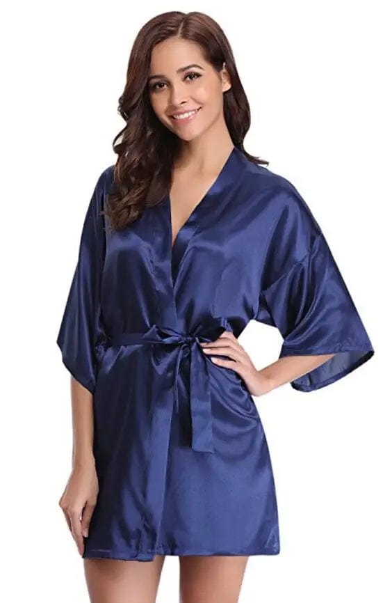 Peignoir satin femme Aguablava Bleu Navy / S