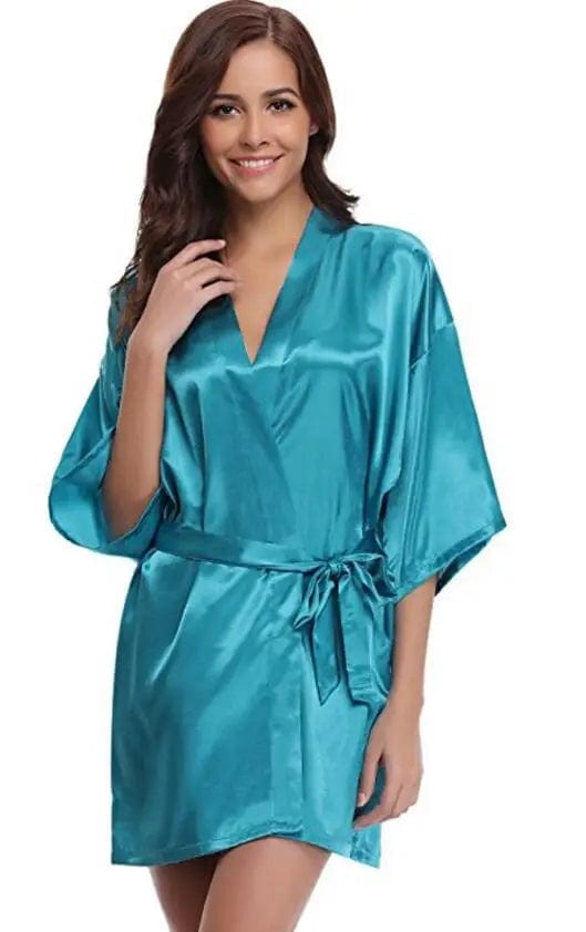 Peignoir satin femme Aguablava Bleu turquoise / S