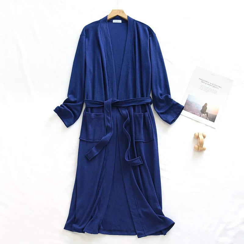 Plus Size Cotton Bathrobe For Women New Spring Autumn Home Wear Night Robes Long Sleeve Kimono Sleepwear vestidos de novia XXL blue / XL