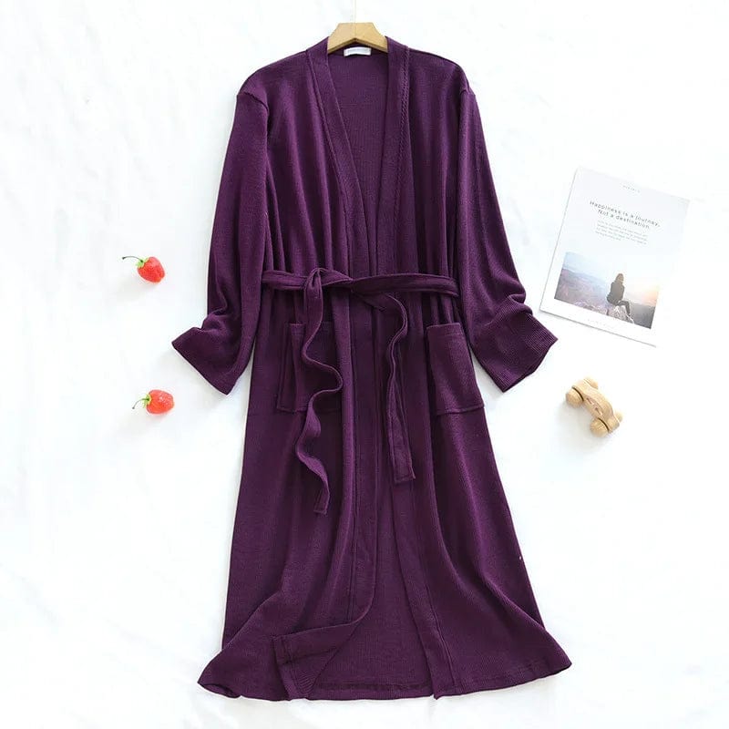 Plus Size Cotton Bathrobe For Women New Spring Autumn Home Wear Night Robes Long Sleeve Kimono Sleepwear vestidos de novia XXL purple / XXL