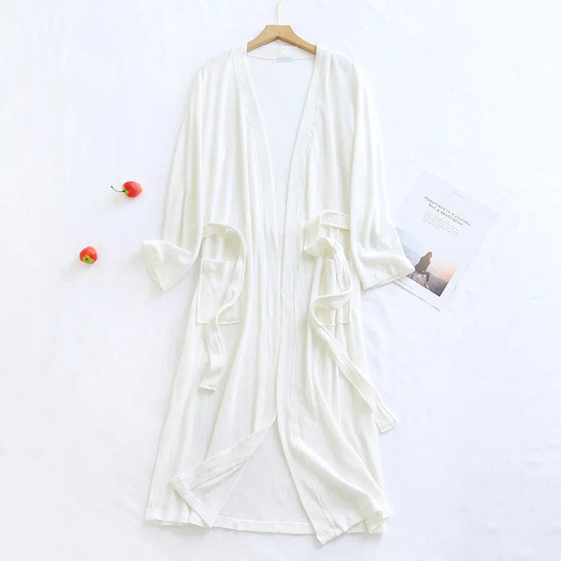 Plus Size Cotton Bathrobe For Women New Spring Autumn Home Wear Night Robes Long Sleeve Kimono Sleepwear vestidos de novia XXL white / XL