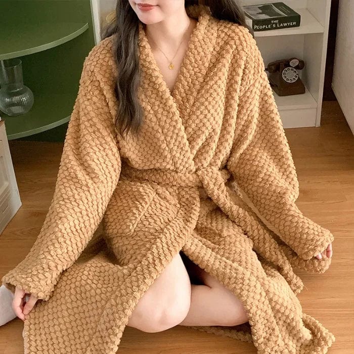 Winter New Women's Rose Velvet Robe Thickened High-End Feel Sexy Pure Desire Aesthetic Bathrobe Warm Homewear