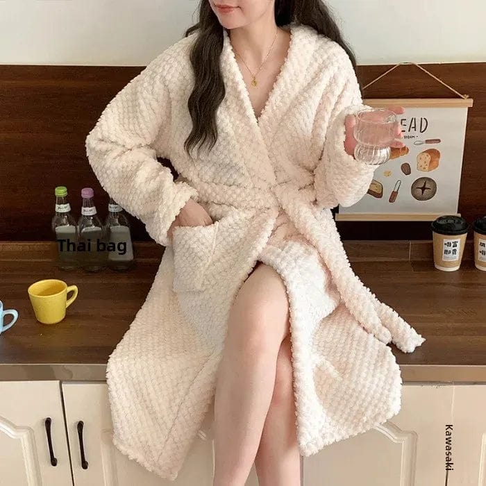 Winter New Women's Rose Velvet Robe Thickened High-End Feel Sexy Pure Desire Aesthetic Bathrobe Warm Homewear