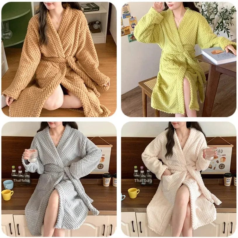 Winter New Women's Rose Velvet Robe Thickened High-End Feel Sexy Pure Desire Aesthetic Bathrobe Warm Homewear